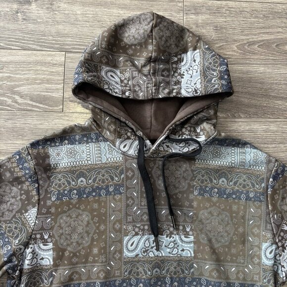 Gianni Lupo Hoodie Mens M Pesley Brown Blue Sweatshirt Fashion Pullover GL2183F - Picture 2 of 16